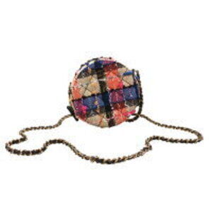 CHANEL Round Chain Shoulder Bag Tweed Multicolor Pouch